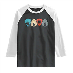 Guitar Pick Raglan Shirt Retro Music Instrument TS10 Black White Print Your Wear