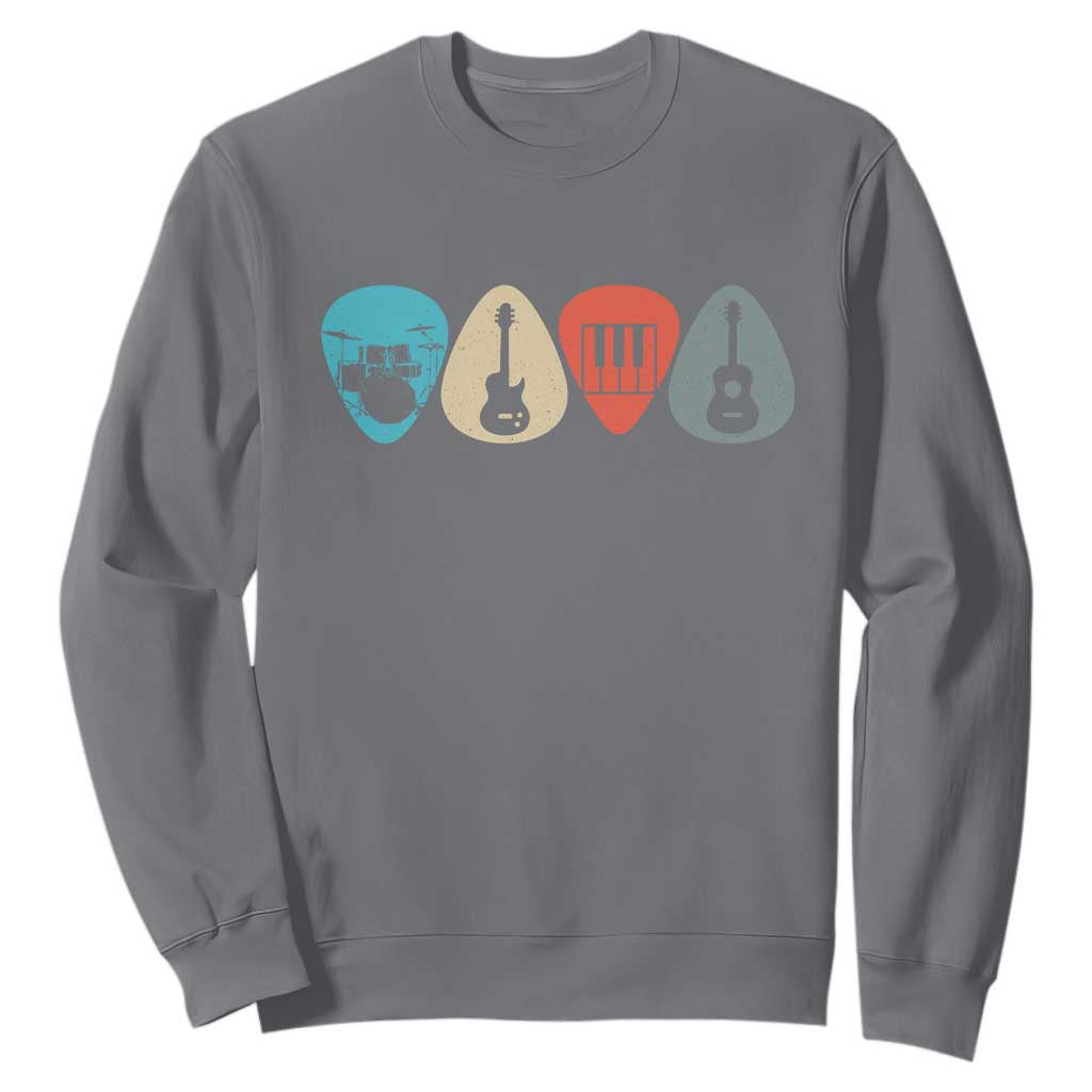 Guitar Pick Sweatshirt Retro Music Instrument TS10 Charcoal Print Your Wear