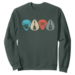 Guitar Pick Sweatshirt Retro Music Instrument TS10 Dark Forest Green Print Your Wear