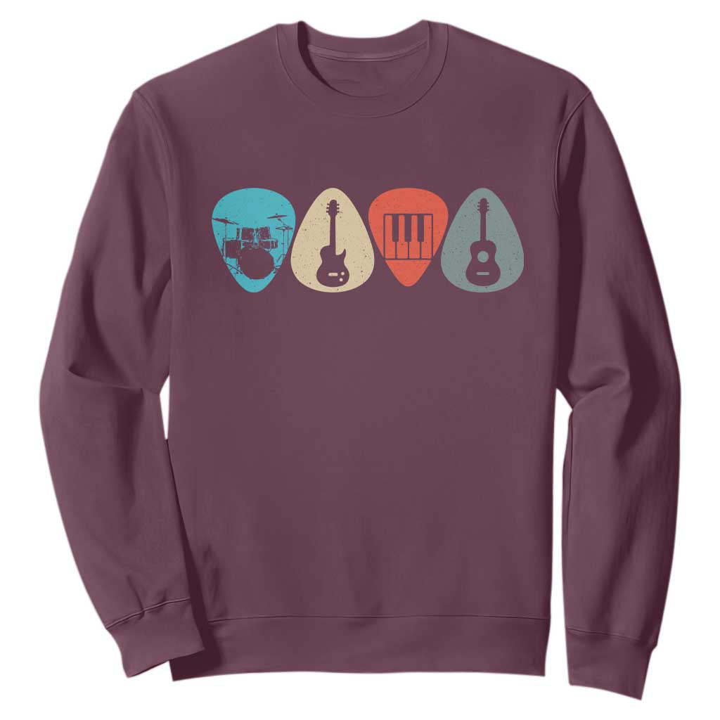 Guitar Pick Sweatshirt Retro Music Instrument TS10 Maroon Print Your Wear