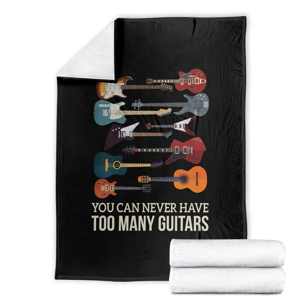 Funny Guitarist Throw Blanket You Can Never Have Too Many Guitars Vintage Guitar Lineup TS10 Black Print Your Wear