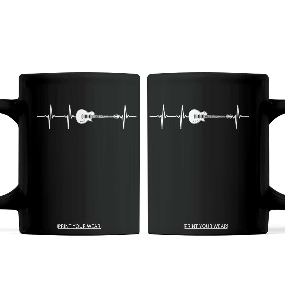 Guitar Heartbeat Coffee Mug Funny Guitarist Guitars Music Lovers TS10 Black Print Your Wear