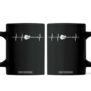 Guitar Heartbeat Coffee Mug Funny Guitarist Guitars Music Lovers TS10 Black Print Your Wear