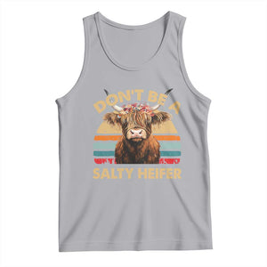 Highland Cow Tank Top Dont Be A Salty Heifer TS10 Athletic Heather Print Your Wear