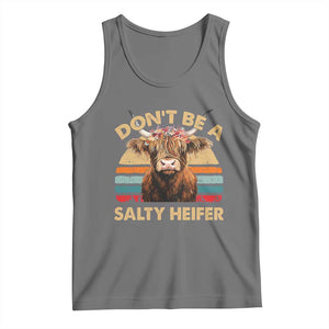 Highland Cow Tank Top Dont Be A Salty Heifer TS10 Black Heather Print Your Wear