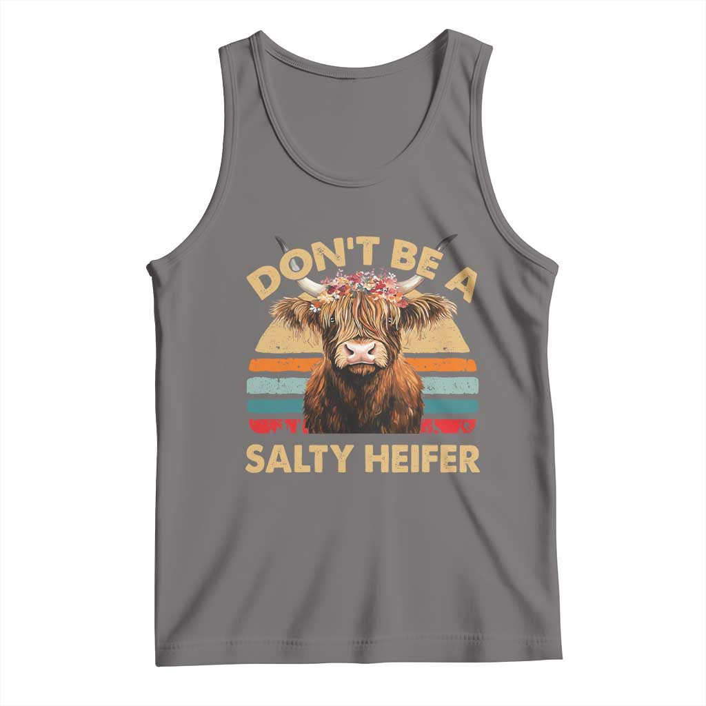 Highland Cow Tank Top Dont Be A Salty Heifer TS10 Deep Heather Print Your Wear