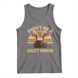 Highland Cow Tank Top Dont Be A Salty Heifer TS10 Deep Heather Print Your Wear