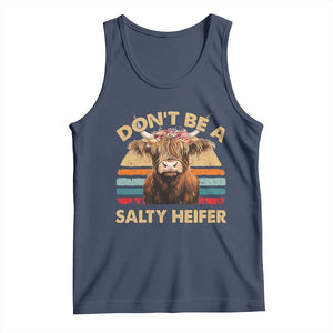 Highland Cow Tank Top Dont Be A Salty Heifer TS10 Navy Print Your Wear