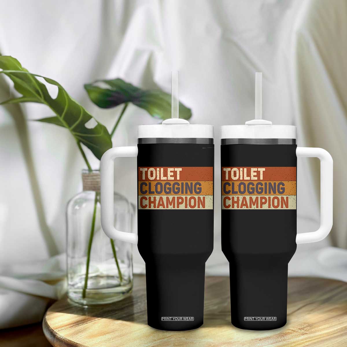 Toilet Clogging Champion Tumbler With Handle TS10 Print Your Wear