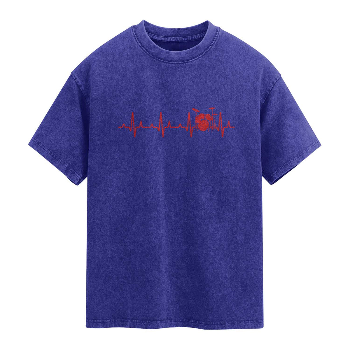 Drums Heartbeat Washed Cotton T-Shirt Drummer Percussionist