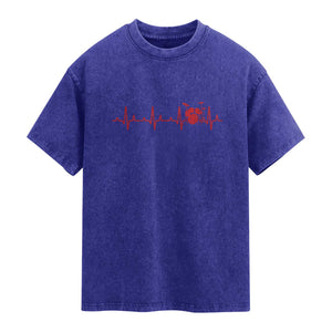 Drums Heartbeat Washed Cotton T-Shirt Drummer Percussionist