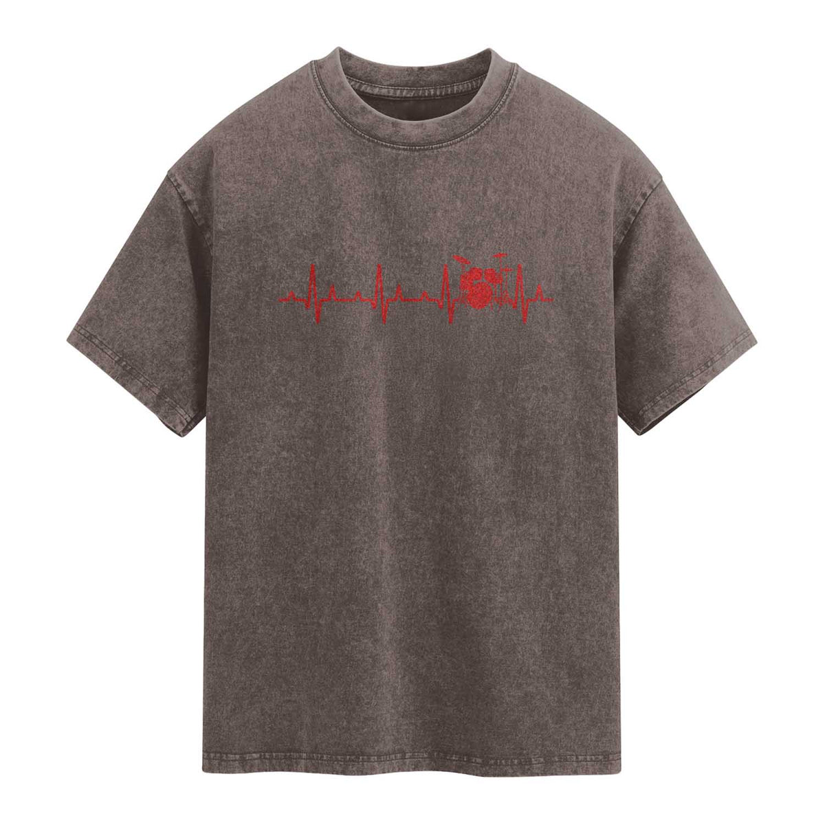 Drums Heartbeat Washed Cotton T-Shirt Drummer Percussionist