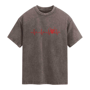 Drums Heartbeat Washed Cotton T-Shirt Drummer Percussionist