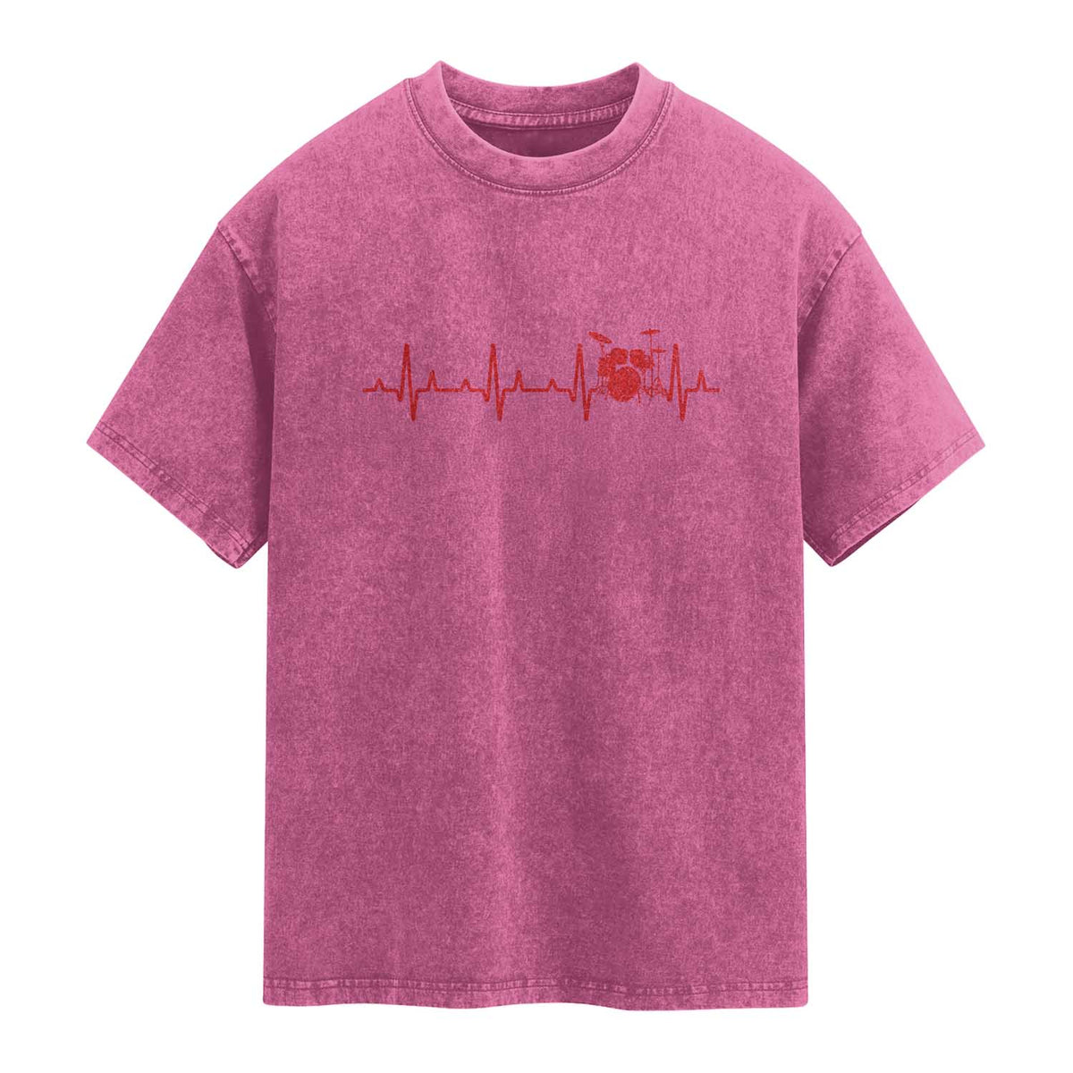 Drums Heartbeat Washed Cotton T-Shirt Drummer Percussionist
