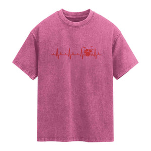 Drums Heartbeat Washed Cotton T-Shirt Drummer Percussionist