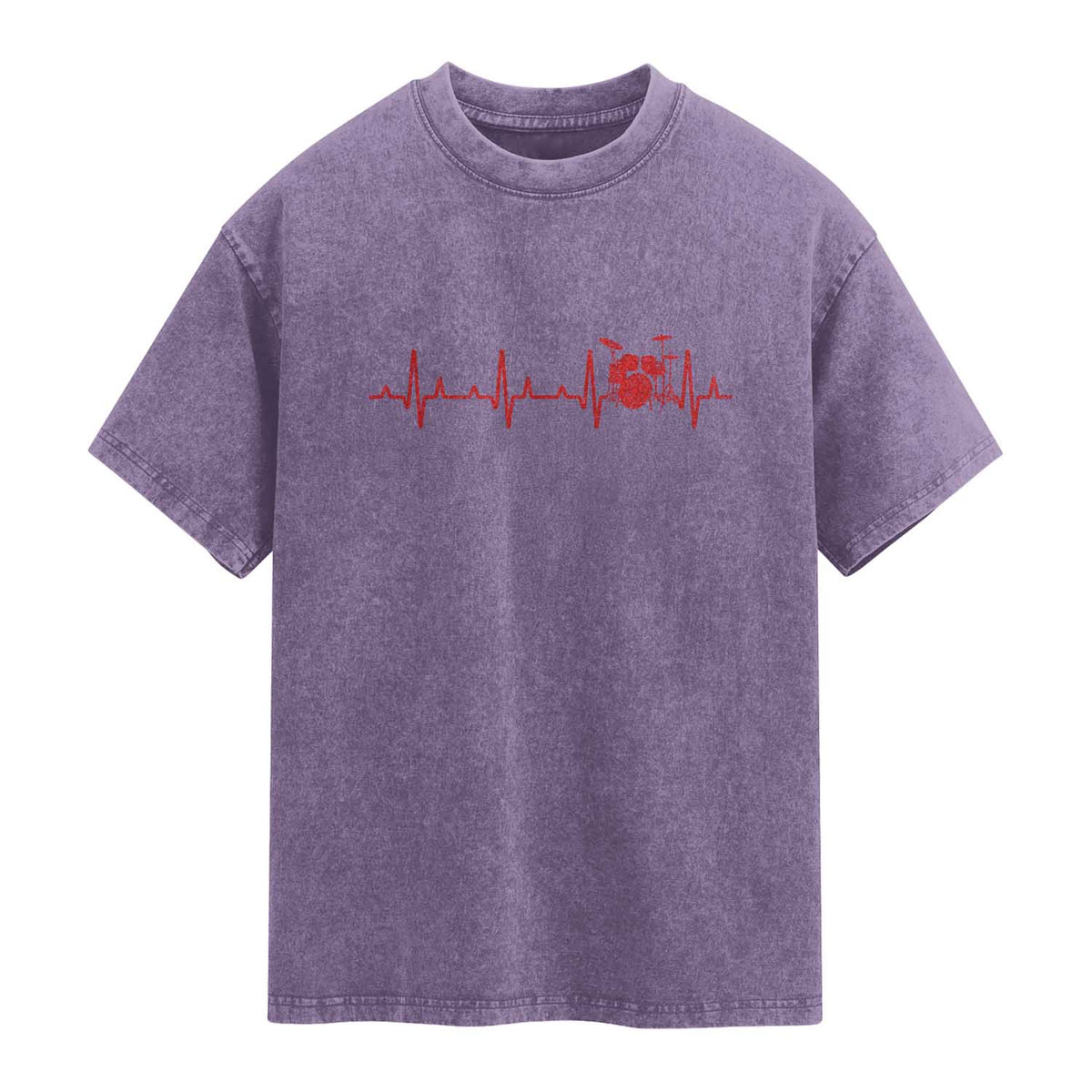 Drums Heartbeat Washed Cotton T-Shirt Drummer Percussionist