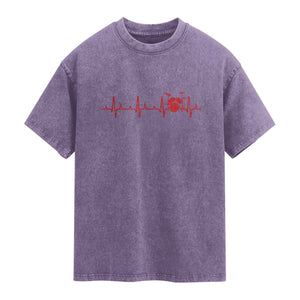 Drums Heartbeat Washed Cotton T-Shirt Drummer Percussionist