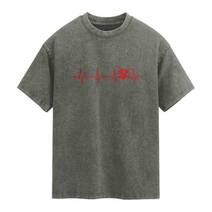 Drums Heartbeat Washed Cotton T-Shirt Drummer Percussionist
