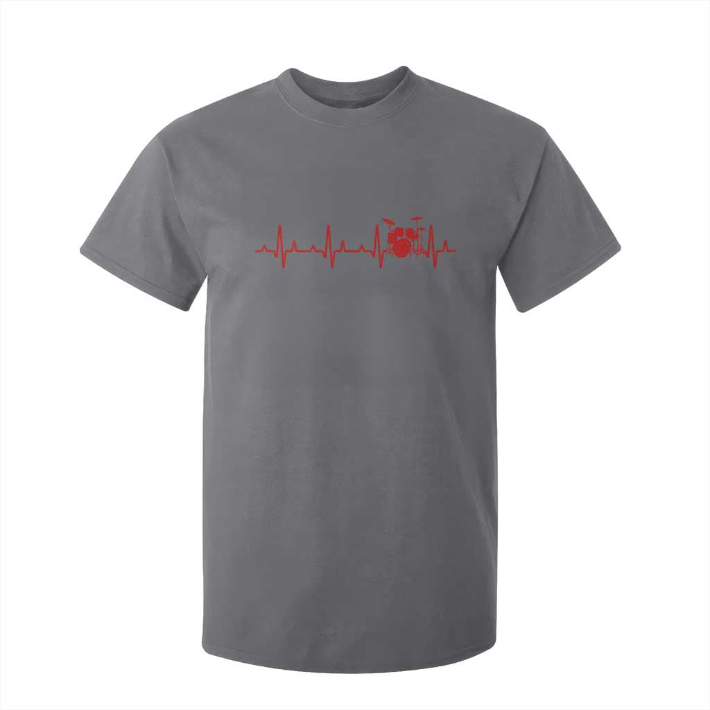 Drums Heartbeat T Shirt For Kid Drummer Percussionist TS10 Charcoal Print Your Wear