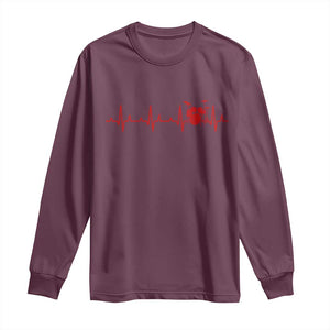 Drums Heartbeat Long Sleeve Shirt Drummer Percussionist TS10 Maroon Print Your Wear