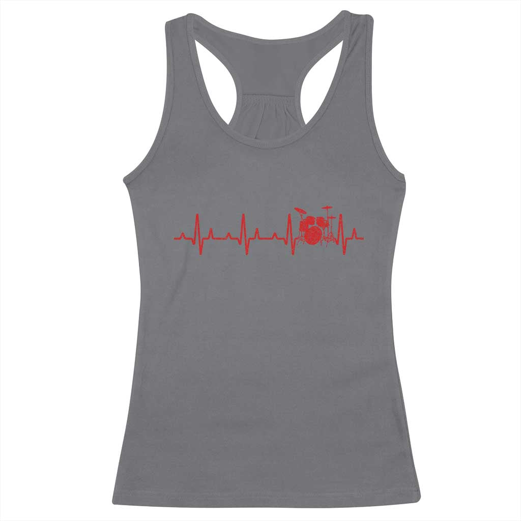 Drums Heartbeat Racerback Tank Top Drummer Percussionist TS10 Charcoal Print Your Wear