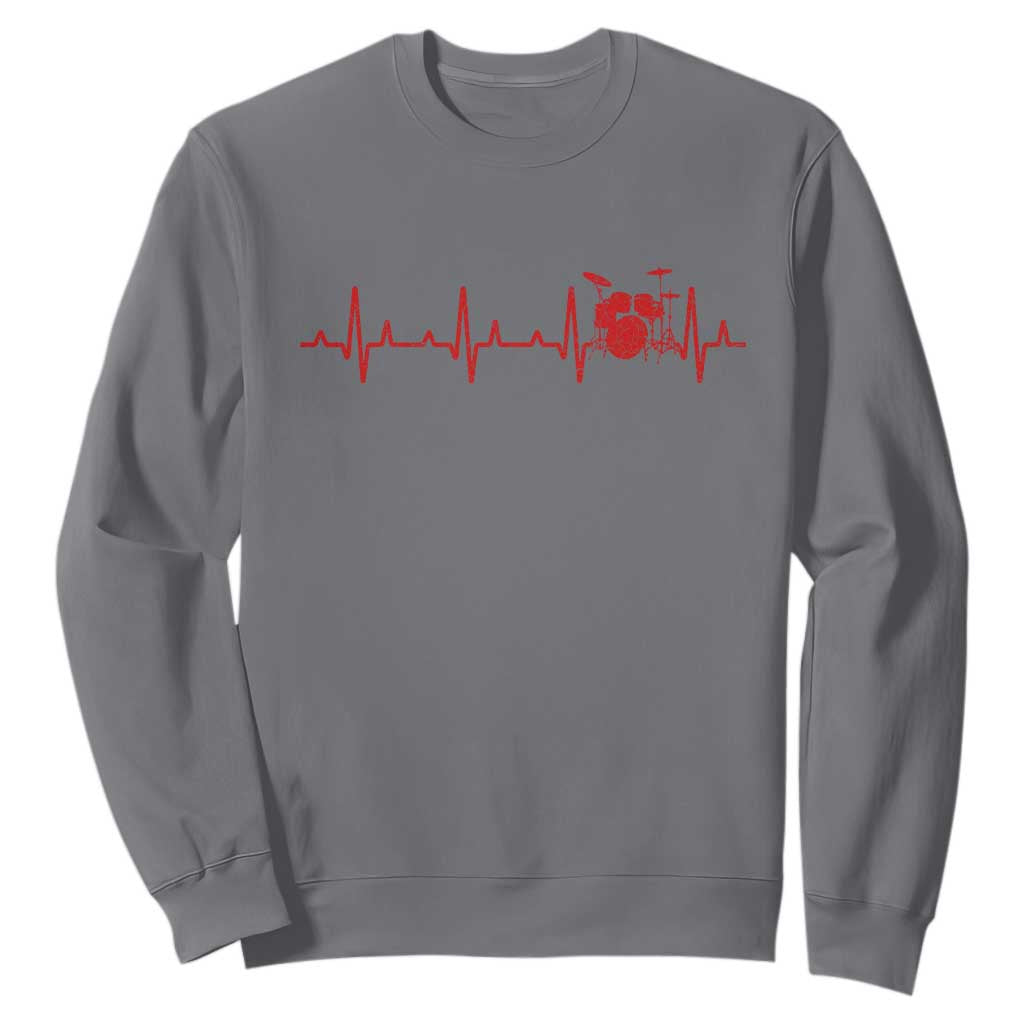 Drums Heartbeat Sweatshirt Drummer Percussionist TS10 Charcoal Print Your Wear