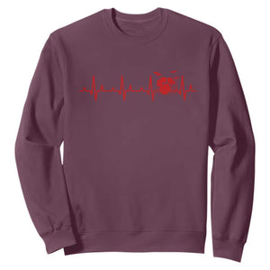 Drums Heartbeat Sweatshirt Drummer Percussionist TS10 Maroon Print Your Wear
