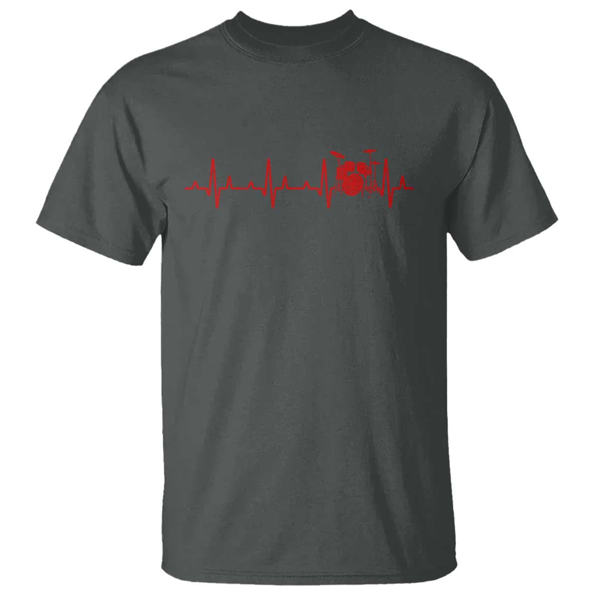 Drums Heartbeat T Shirt Drummer Percussionist TS10 Dark Heather Print Your Wear