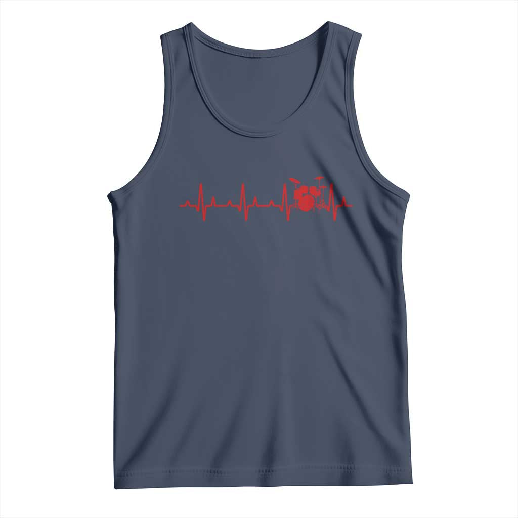 Drums Heartbeat Tank Top Drummer Percussionist TS10 Navy Print Your Wear