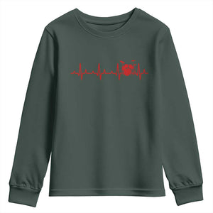 Drums Heartbeat Youth Sweatshirt Drummer Percussionist TS10 Dark Forest Green Print Your Wear