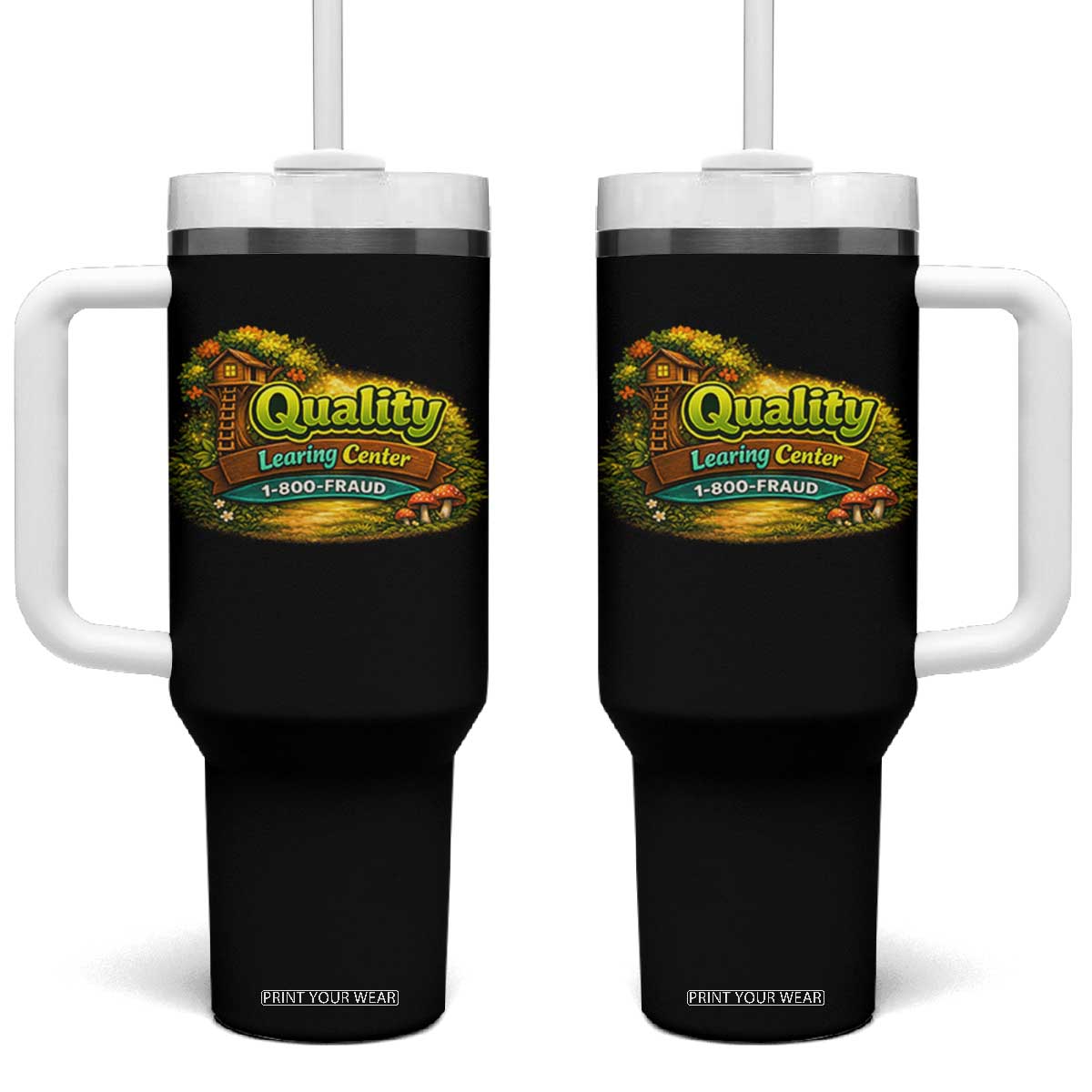 Minnesota Learing Center Tumbler With Handle Funny Childcare Day Care TS10 One Size: 40 oz Black Print Your Wear