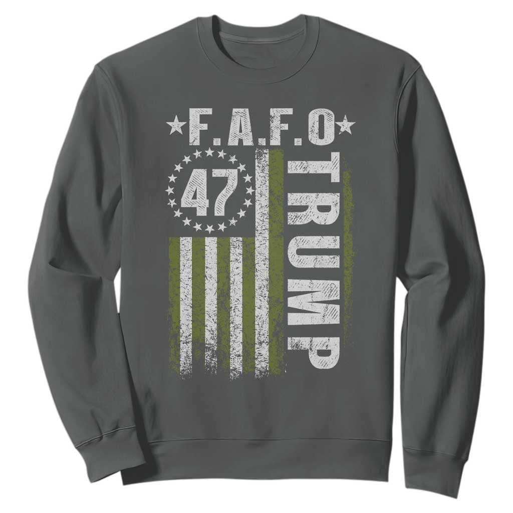 Funny Fafo Sweatshirt President 47 FDT American Flag TS10 Dark Heather Print Your Wear