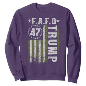 Funny Fafo Sweatshirt President 47 FDT American Flag TS10 Purple Print Your Wear