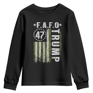 Funny Fafo Youth Sweatshirt President 47 FDT American Flag TS10 Black Print Your Wear