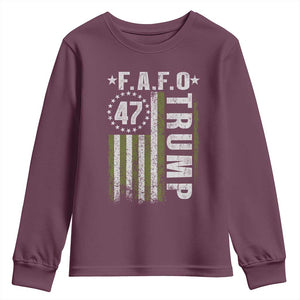 Funny Fafo Youth Sweatshirt President 47 FDT American Flag TS10 Maroon Print Your Wear
