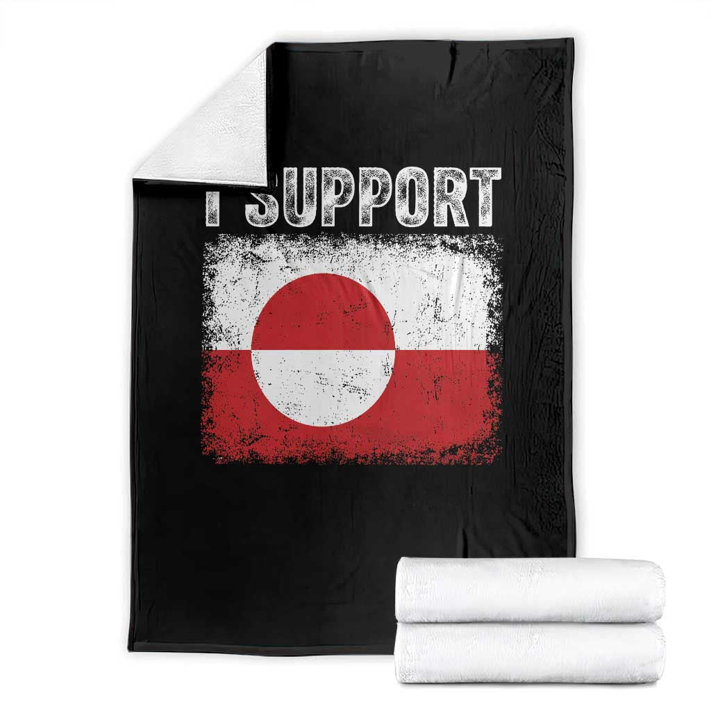 I Support Greenland Throw Blanket Grunge Flag TS10 Black Print Your Wear