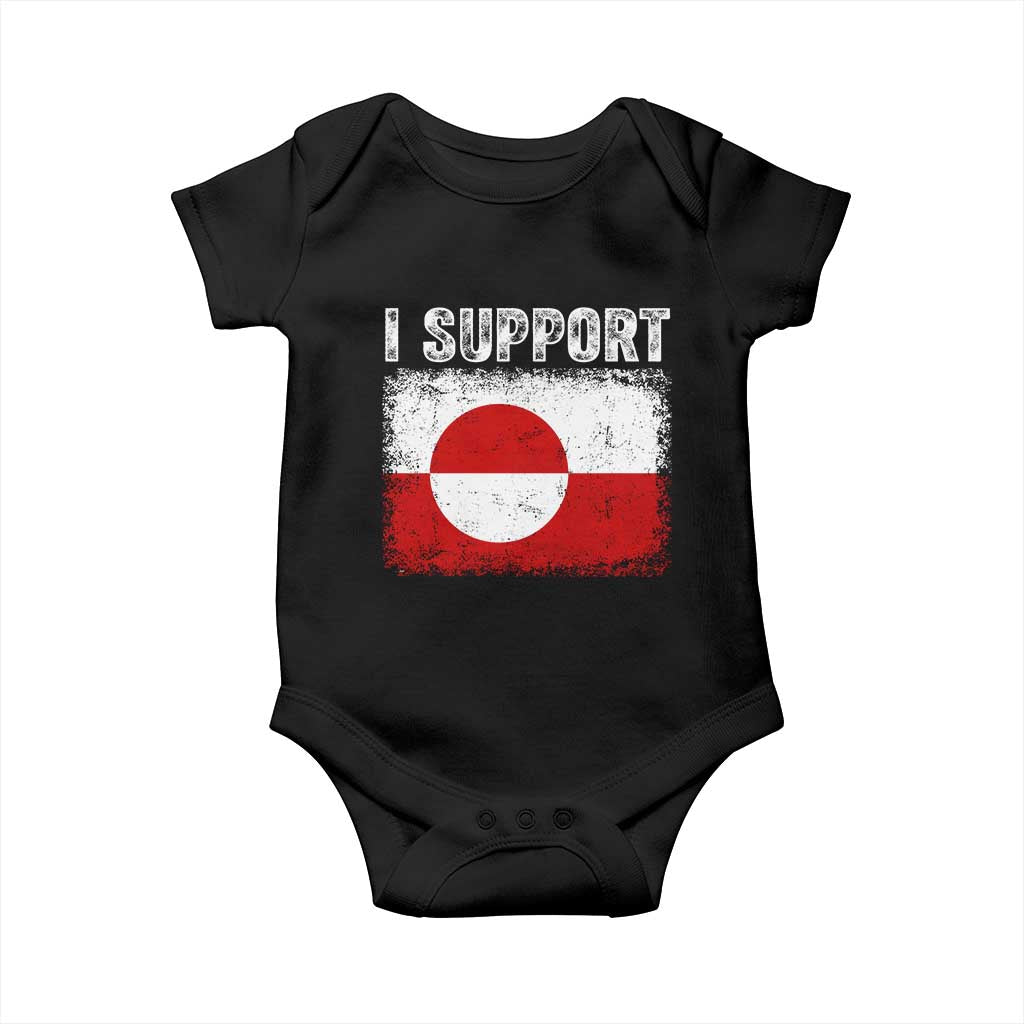I Support Greenland Baby Onesie Grunge Flag TS10 Black Print Your Wear