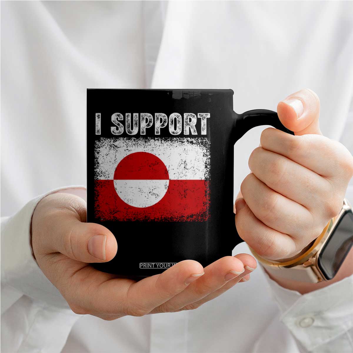 I Support Greenland Coffee Mug Grunge Flag TS10 Print Your Wear