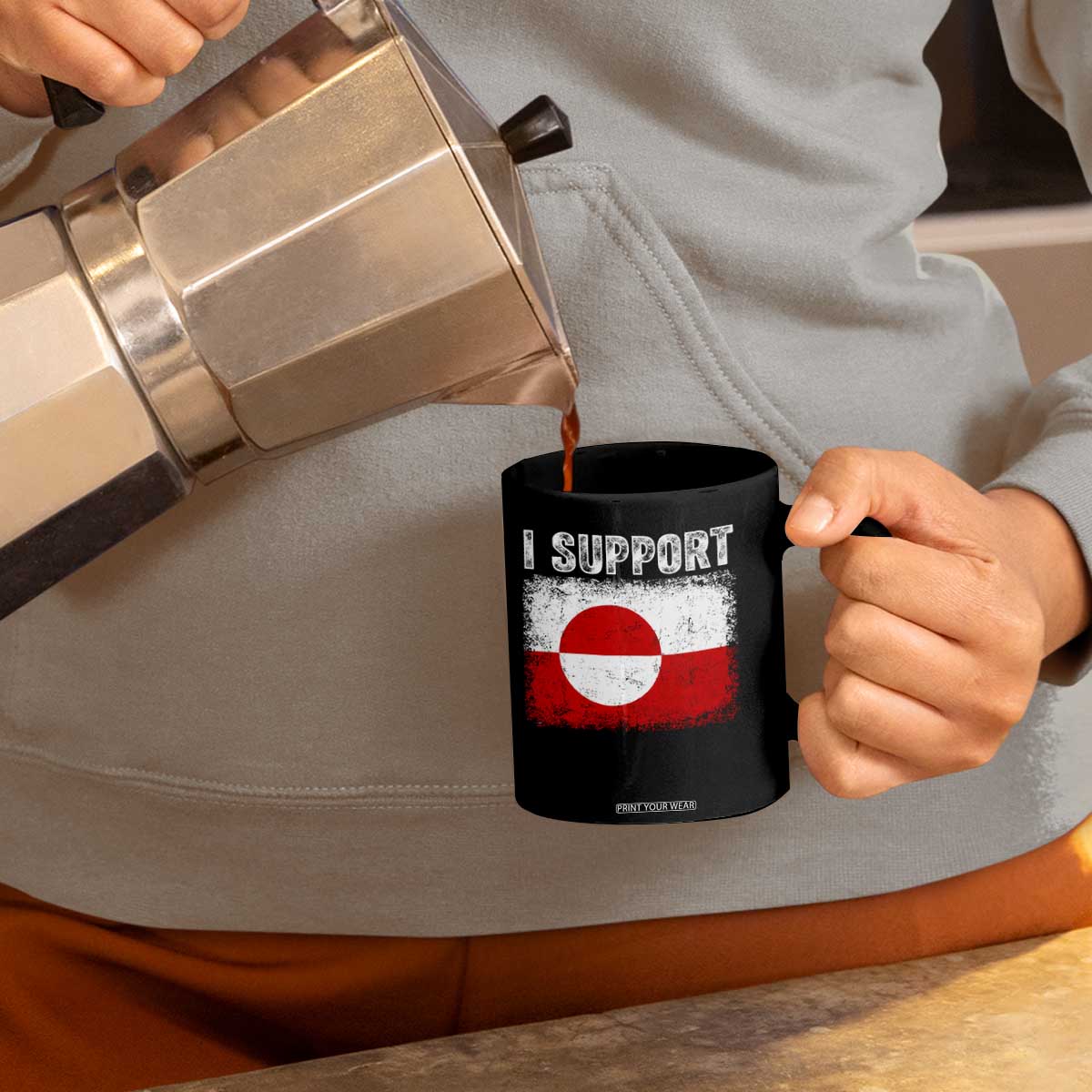 I Support Greenland Coffee Mug Grunge Flag TS10 Print Your Wear