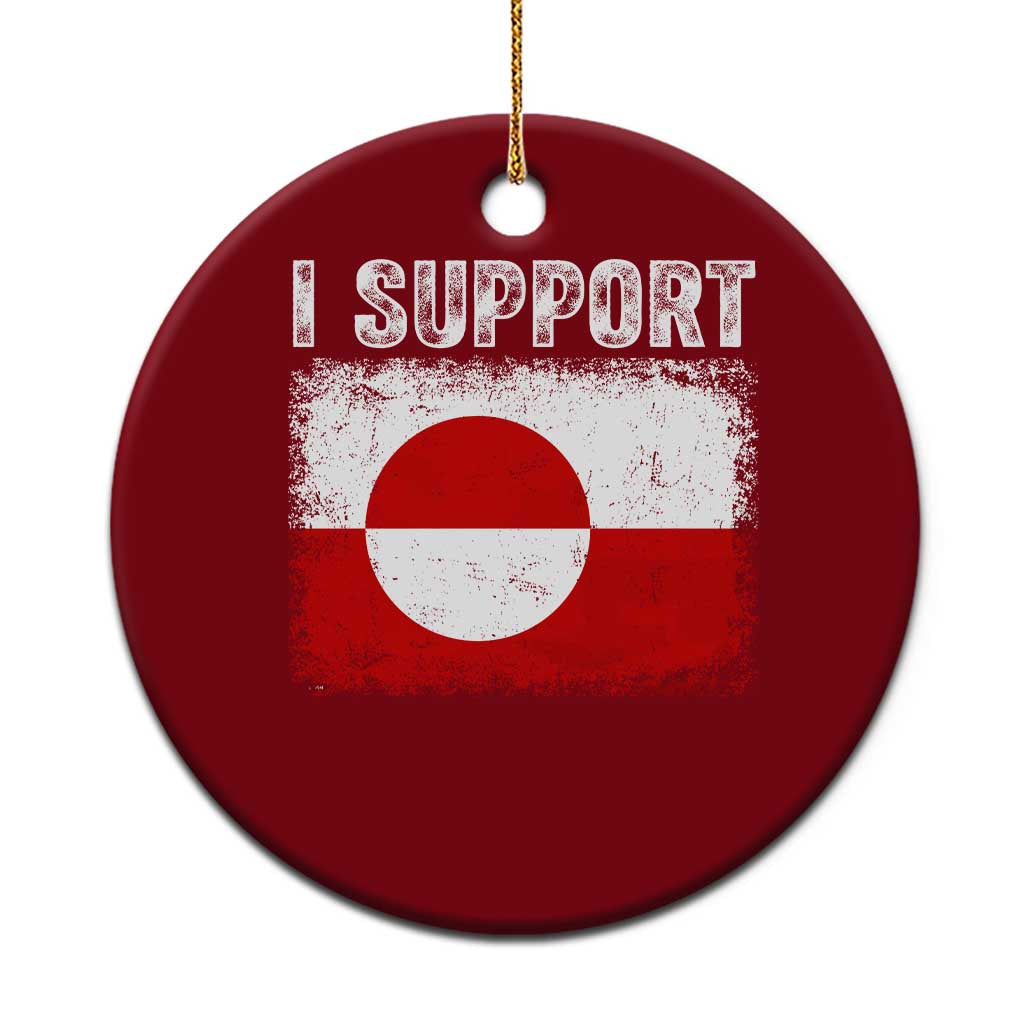 I Support Greenland Ceramic Ornament Grunge Flag TS10 1pc Red Print Your Wear