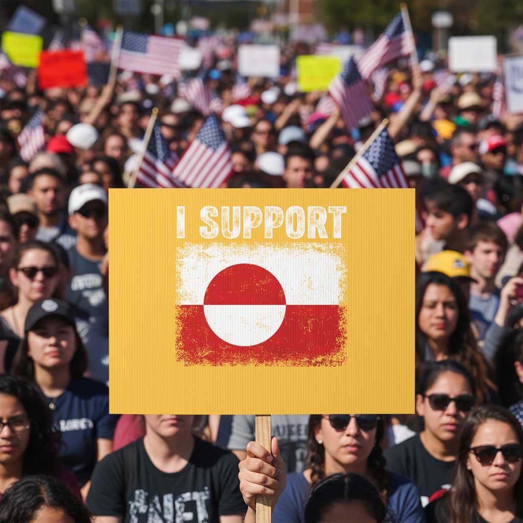 I Support Greenland Protest Sign Grunge Flag TS10 Horizontal 18