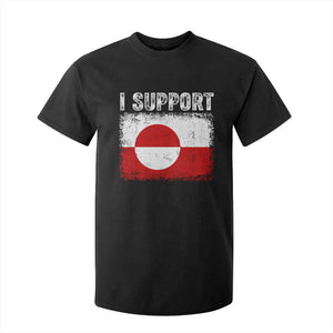 I Support Greenland T Shirt For Kid Grunge Flag TS10 Black Print Your Wear