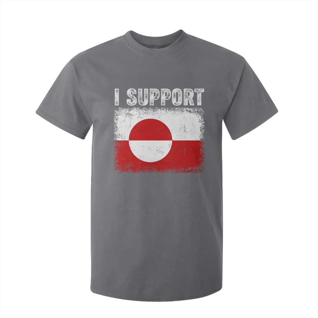 I Support Greenland T Shirt For Kid Grunge Flag TS10 Charcoal Print Your Wear