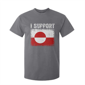 I Support Greenland T Shirt For Kid Grunge Flag TS10 Charcoal Print Your Wear