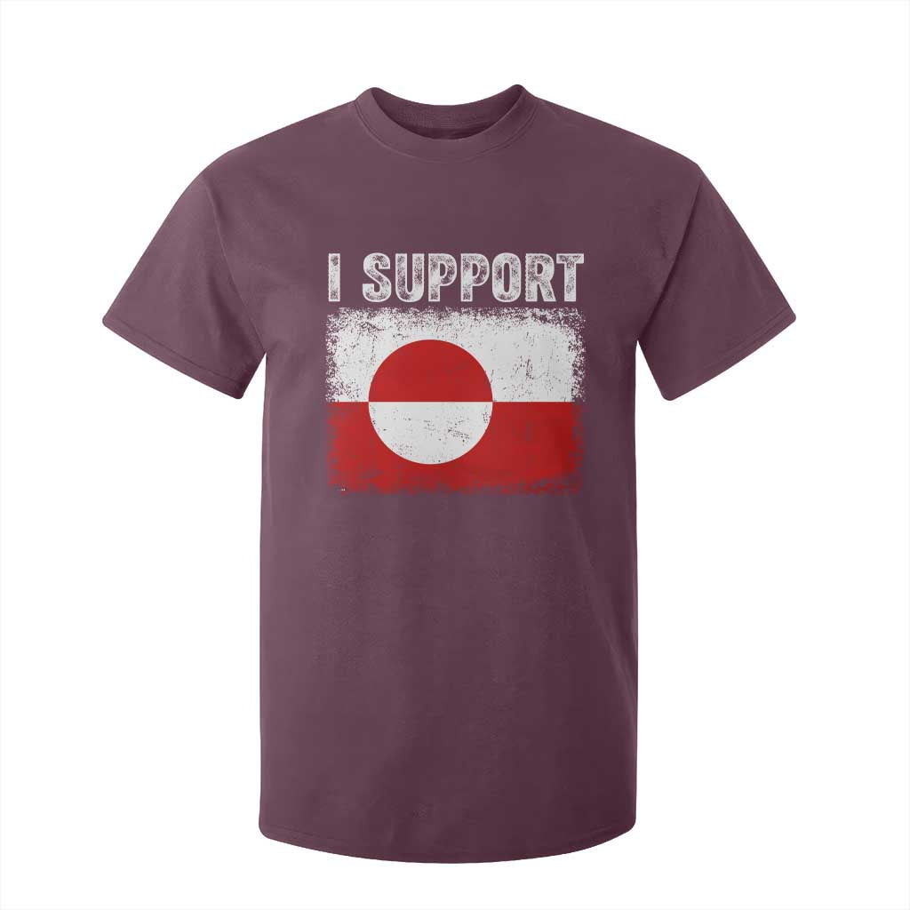 I Support Greenland T Shirt For Kid Grunge Flag TS10 Maroon Print Your Wear