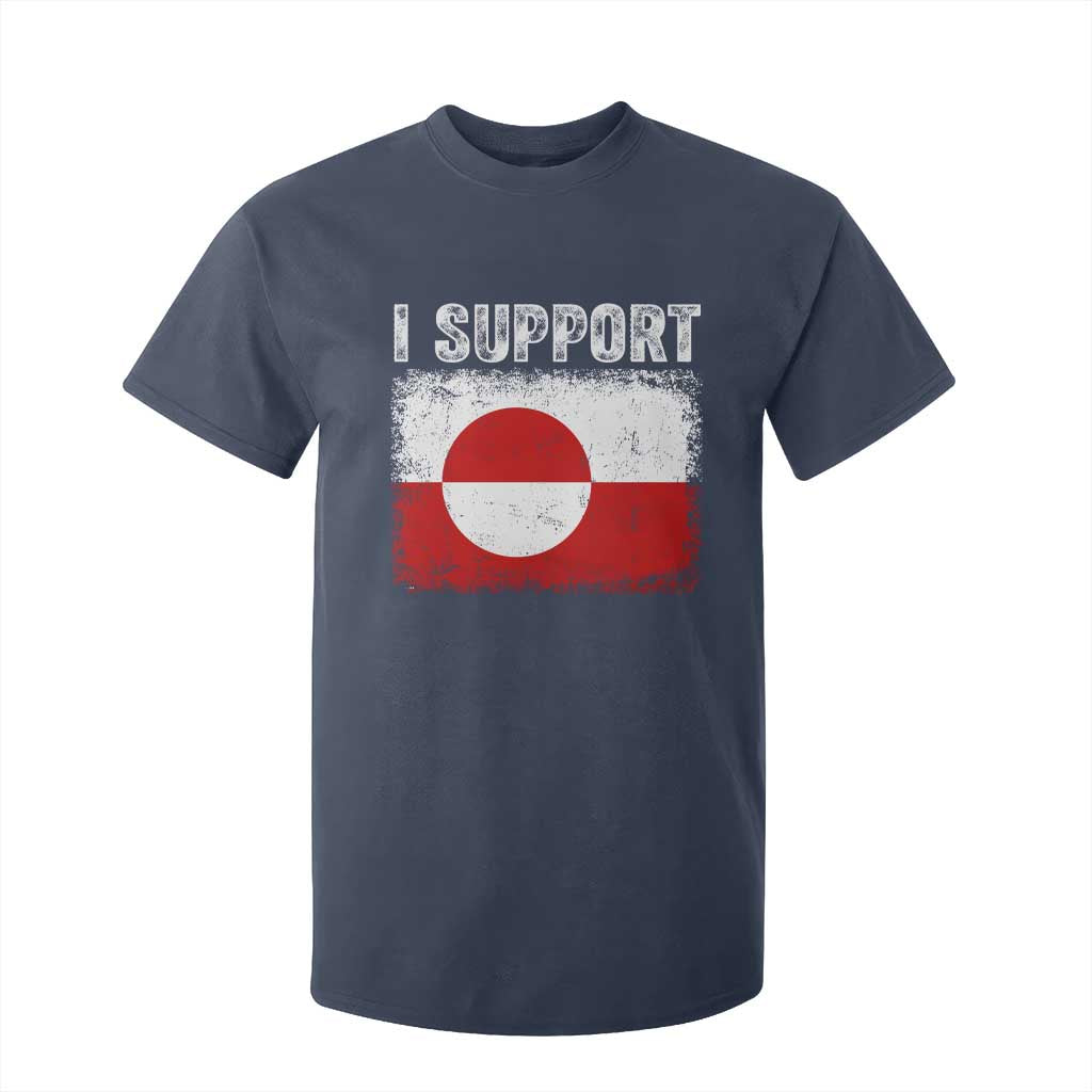 I Support Greenland T Shirt For Kid Grunge Flag TS10 Navy Print Your Wear