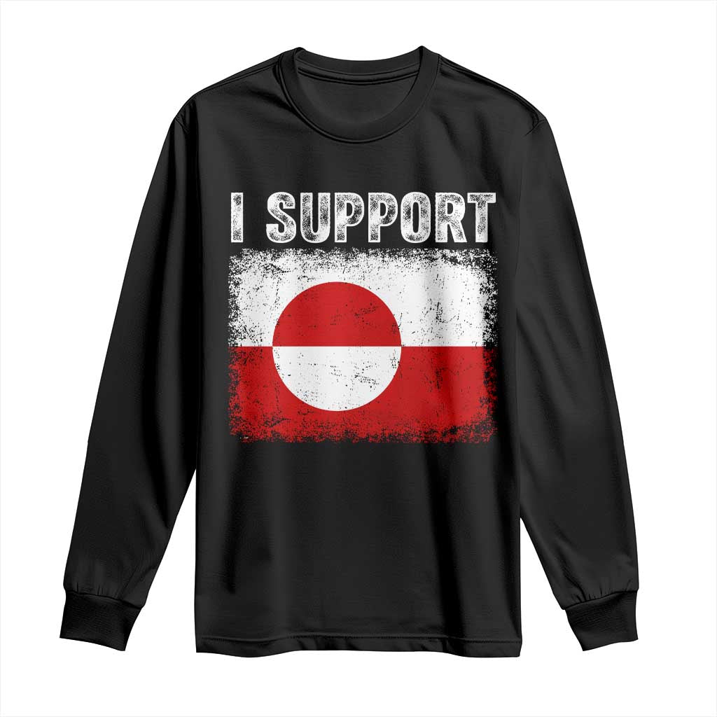 I Support Greenland Long Sleeve Shirt Grunge Flag TS10 Black Print Your Wear