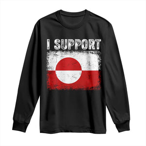 I Support Greenland Long Sleeve Shirt Grunge Flag TS10 Black Print Your Wear