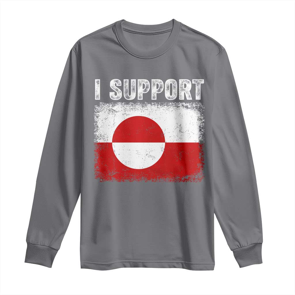 I Support Greenland Long Sleeve Shirt Grunge Flag TS10 Charcoal Print Your Wear