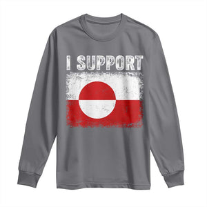 I Support Greenland Long Sleeve Shirt Grunge Flag TS10 Charcoal Print Your Wear